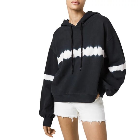 AllSaints - Rihan Tie Dye Hooded Sweatshirt 6229624 | XS | Black & White Stripe - Picture 10 of 14